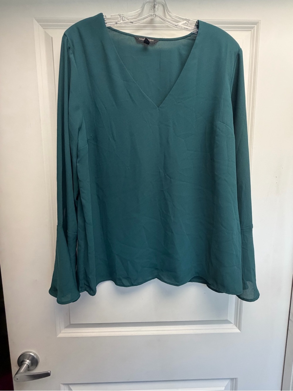 Banana Republic Teal V-Neck Long Sleeve Blouse